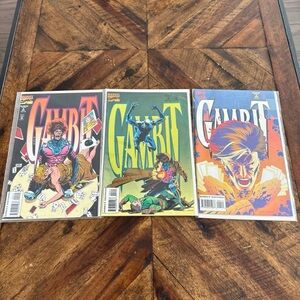 Marvel Gambit Comic Collection with Red, Blue, and Yellow Covers